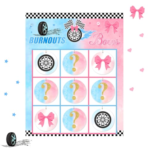 Cheerupp Burnout or Bows Gender Reveal Tic Tac Toe Brettspiel, Räder Geschlecht offenbaren Ideen, Spiele X und O Noughts and Crosses, He or She Signs Ratespiel-Set für Babyparty, Partyzubehör Cheerupp Burnout or Bows Gender Reveal Tic Tac Toe Brettspiel, Räder Geschlecht offenbaren Ideen, Spiele X und O Noughts and Crosses, He or She Signs Ratespiel-Set für Babyparty, Partyzubehör von Cheerupp