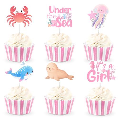 Cheerupp Cupcake-Topper mit Motiv "Under the Sea Babyparty", Rosa, 36 Stück, Motiv: Unterwasser-Tiere, Partyzubehör Cheerupp Cupcake-Topper mit Motiv "Under the Sea Babyparty", Rosa, 36 Stück, Motiv: Unterwasser-Tiere, Partyzubehör von Cheerupp
