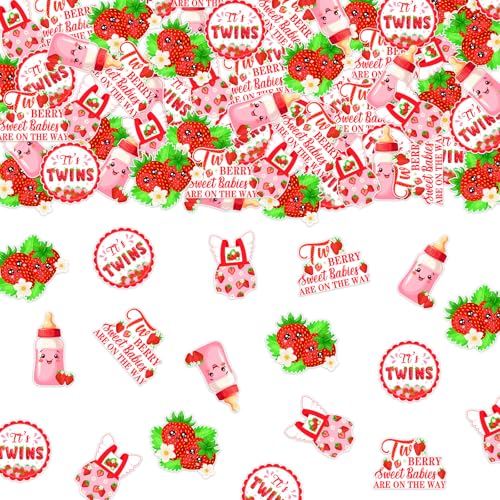 Cheerupp Erdbeer-Zwillinge, Babyparty-Dekorationen, 200 Stück, zwei Beeren, süße Babys sind unterwegs, Konfetti für Mädchen, Beerenfrucht, Partyzubehör Cheerupp Erdbeer-Zwillinge, Babyparty-Dekorationen, 200 Stück, zwei Beeren, süße Babys sind unterwegs, Konfetti für Mädchen, Beerenfrucht, Partyzubehör von Cheerupp