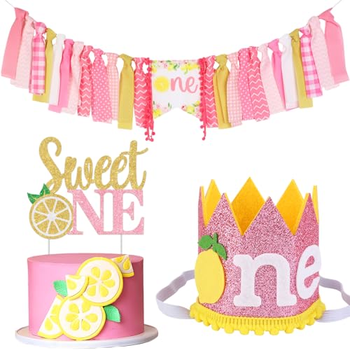 Cheerupp Pink Lemon 1. Geburtstag Dekorationen für Frauen Limonade Sommer Obst Hochstuhl Banner Kuchen Topper und ein Geburtstag glitzernder Hut Krone für Happy First Bday Party Supplies Cheerupp Pink Lemon 1. Geburtstag Dekorationen für Frauen Limonade Sommer Obst Hochstuhl Banner Kuchen Topper und ein Geburtstag glitzernder Hut Krone für Happy First Bday Party Supplies von Cheerupp