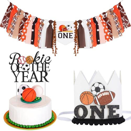 Cheerupp Sportliche Dekoration zum 1. Geburtstag für Sie und Ihn, Rookie des Jahres, Kuchendekoration, Hochstuhl-Banner und glitzernder Hutkrone für den ersten Geburtstag Cheerupp Sportliche Dekoration zum 1. Geburtstag für Sie und Ihn, Rookie des Jahres, Kuchendekoration, Hochstuhl-Banner und glitzernder Hutkrone für den ersten Geburtstag von Cheerupp
