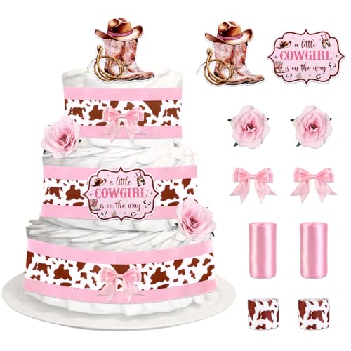 Cheerupp Windelkuchendekorationen mit pinkem Cowgirl-Thema für Babyparty, Western-Cowboy-Druck, Bandkarten, künstliche Blumen, rosa Schleifen, Dekoration, "A Little Cowgirl Is on the Way Cheerupp Windelkuchendekorationen mit pinkem Cowgirl-Thema für Babyparty, Western-Cowboy-Druck, Bandkarten, künstliche Blumen, rosa Schleifen, Dekoration, "A Little Cowgirl Is on the Way von Cheerupp