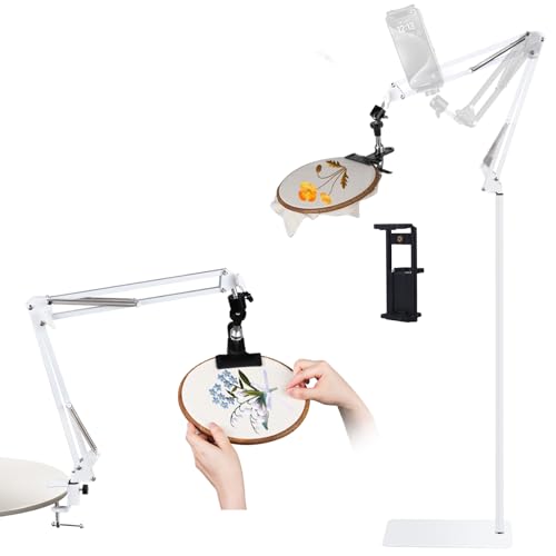 Verstellbarer Stickrahmen-Ständer für Handarbeit, Kreuzstich-Rahmen mit 360°-Drehung, Stickerei-Desktop-Ständer geeignet für Stickset, 3-in-1-Rahmen/Tablet-/Handyhalter, Boden- und Desktop-Ständer von Cheloment