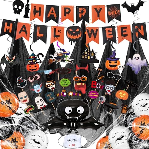 Cheloveer 63PCS Halloween Deko Set Halloween Girlande Spinnennetz Halloween Spirale Dekostoff Halloween Spinnen Foto-Requisiten Fledermaus Ballons Für Halloween Party Deko,Halloween Deko Innen Outdoor Cheloveer 63PCS Halloween Deko Set Halloween Girlande Spinnennetz Halloween Spirale Dekostoff Halloween Spinnen Foto-Requisiten Fledermaus Ballons Für Halloween Party Deko,Halloween Deko Innen Outdoor von Cheloveer