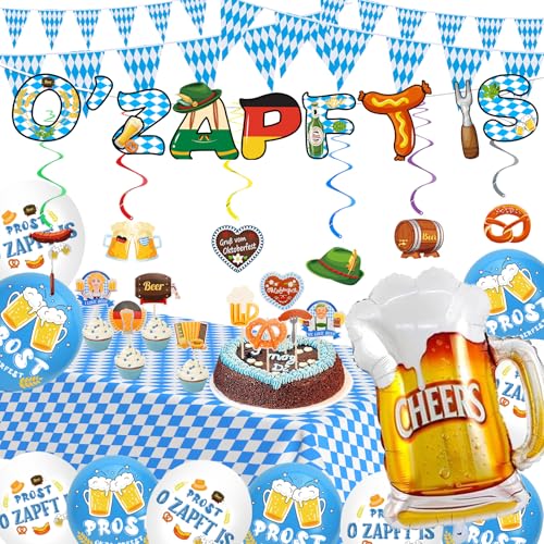 Cheloveer Oktoberfest Deko, Bayrische Deko,Oktoberfest Deko Set Mit "O’ZAPFT IS " Girlande Oktoberfest Tischdecke Wimpelkette Ballon Oktoberfest Spiral Oktoberfest Cake Topper Für Deko Oktoberfest Cheloveer Oktoberfest Deko, Bayrische Deko,Oktoberfest Deko Set Mit "O’ZAPFT IS " Girlande Oktoberfest Tischdecke Wimpelkette Ballon Oktoberfest Spiral Oktoberfest Cake Topper Für Deko Oktoberfest von Cheloveer
