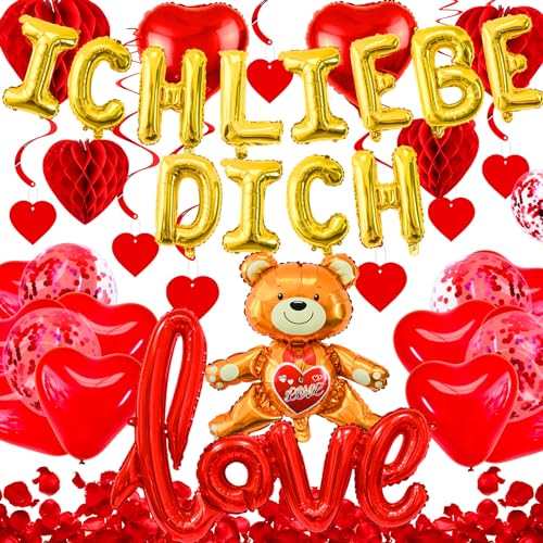 Cheloveer Valentinstag Deko Romantisches Deko Set Valentinstag Dekoration Set Valentinstag Geschenk Deko Hochzeitsdeko Heiratsantrag Deko Verlobung Deko Hochzeitstag Jahrestag Romantische Dekoration von Cheloveer