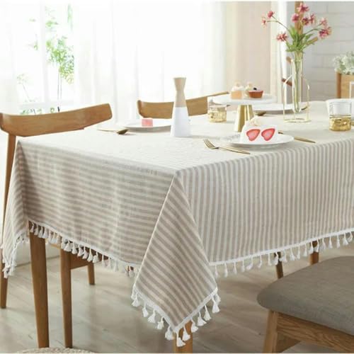 60~200 cm Baumwollwäsche Feststreifen-Tischdecke für Tischdekoration, rechteckige Tischdecke mit Quasten Esstisch Abdeckung Geschirrtuch-2-90x90 cm 60~200 cm Baumwollwäsche Feststreifen-Tischdecke für Tischdekoration, rechteckige Tischdecke mit Quasten Esstisch Abdeckung Geschirrtuch-2-90x90 cm von ChenYuNiu