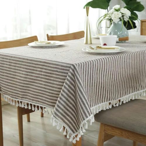 60~200 cm Baumwollwäsche Feststreifen-Tischdecke für Tischdekoration, rechteckige Tischdecke mit Quasten Esstisch Abdeckung Geschirrtuch-3-140x200 cm 60~200 cm Baumwollwäsche Feststreifen-Tischdecke für Tischdekoration, rechteckige Tischdecke mit Quasten Esstisch Abdeckung Geschirrtuch-3-140x200 cm von ChenYuNiu