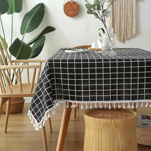 60~300 cm Karierte Tischdecke mit Spitze, Baumwollwäsche Tischabdeckung für Schreibtisch Weiche Abdeckung Anhänger Tee Tischpolstermahlmehl mit Stoffschwarz Plaid-110 cm x 170 cm 60~300 cm Karierte Tischdecke mit Spitze, Baumwollwäsche Tischabdeckung für Schreibtisch Weiche Abdeckung Anhänger Tee Tischpolstermahlmehl mit Stoffschwarz Plaid-110 cm x 170 cm von ChenYuNiu