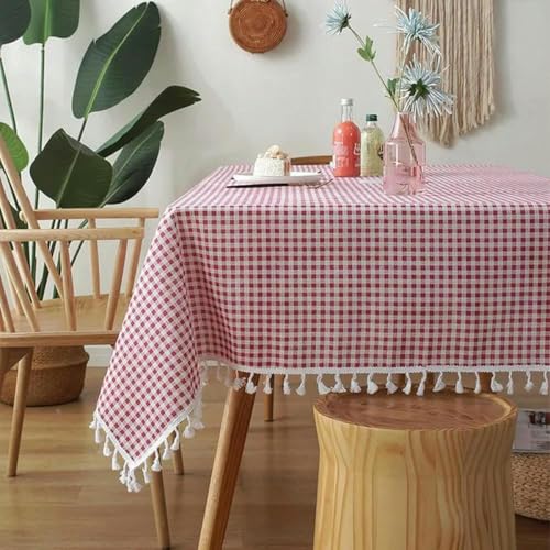 60~300 cm Plaid-Tischdecke mit Spitze, Baumwollwäsche Tischabdeckung für Schreibtisch Weiche Abdeckung Anhänger Tee Tischpolstermahlmehl Stoff-Rot-140 cm x 250 cm 60~300 cm Plaid-Tischdecke mit Spitze, Baumwollwäsche Tischabdeckung für Schreibtisch Weiche Abdeckung Anhänger Tee Tischpolstermahlmehl Stoff-Rot-140 cm x 250 cm von ChenYuNiu