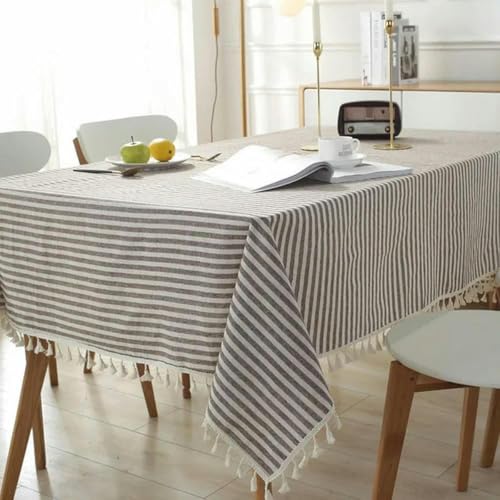 ChenYuNiu 60~250 cm Rechteck Rechteck Baumwolle Leinenstreifen Drucktischtuch Esstischtuch mit Quasten Heimküche Banketttisch Abdeckungsbraun-140x140 cm ChenYuNiu 60~250 cm Rechteck Rechteck Baumwolle Leinenstreifen Drucktischtuch Esstischtuch mit Quasten Heimküche Banketttisch Abdeckungsbraun-140x140 cm von ChenYuNiu