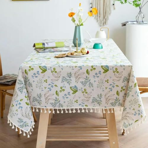 ChenYuNiu 60~300 cm Baumwollwäsche japanischer Stil floral mit Quasten rechteckig Tischtuch, Küchentischdecke für Tischdekor-1-140x260 cm ChenYuNiu 60~300 cm Baumwollwäsche japanischer Stil floral mit Quasten rechteckig Tischtuch, Küchentischdecke für Tischdekor-1-140x260 cm von ChenYuNiu