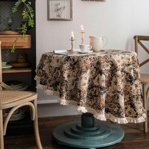 Dia 90/120/150 cm schwarzer Pflanze runde Tischdecke mit Quasten-Baumwollwäsche runde Tischdecke für eine kleine Tischkreiskreis-Tischdecke-Kaffee-Ölmalerei+weißer Bartrunde 90 cm Dia 90/120/150 cm schwarzer Pflanze runde Tischdecke mit Quasten-Baumwollwäsche runde Tischdecke für eine kleine Tischkreiskreis-Tischdecke-Kaffee-Ölmalerei+weißer Bartrunde 90 cm von ChenYuNiu