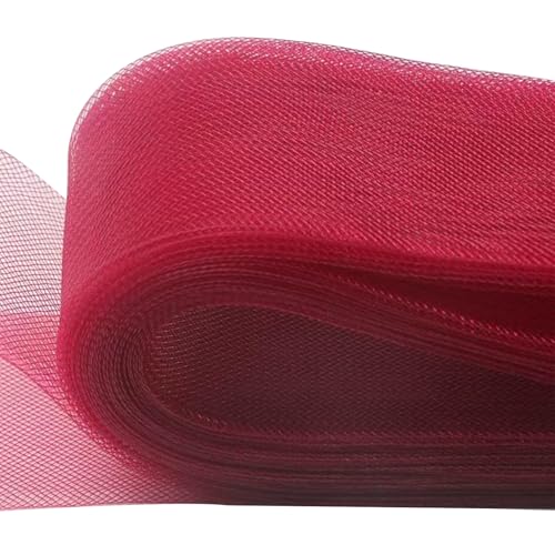 22,7 m steife Rosshaar-Borte, 7,5 cm breit, Polyester, steife Bänder zum Entbeinen, Nähen, Hochzeitskleid, Kleider, Rock, Hut (Purpurrot) von Chencunquangod