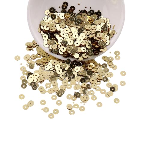 3 Packungen 4 mm/5 mm/6 mm flache, runde lose Pailletten, Basis PVC-Pailletten für Scrapbooking, Nähdekoration (Gold) von Chencunquangod