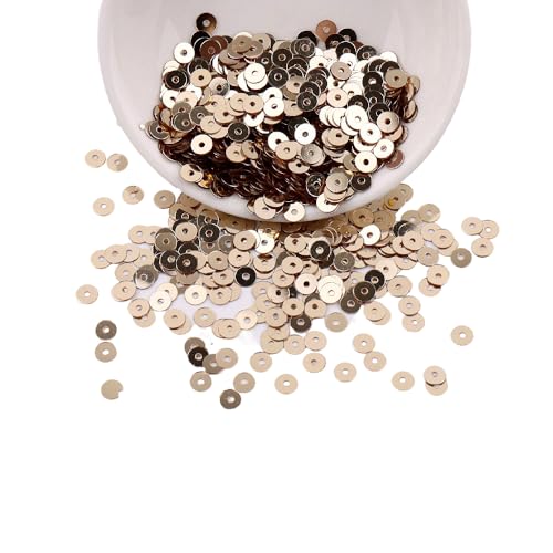 3 Packungen 4 mm/5 mm/6 mm flache runde lose Pailletten, Basis PVC-Pailletten für Scrapbooking, Nähdekoration, Champagnerfarben von Chencunquangod