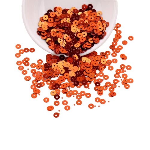 3 Packungen 4 mm/5 mm/6 mm flache runde lose Pailletten, Basis PVC-Pailletten für Scrapbooking, Nähdekoration, Orange von Chencunquangod