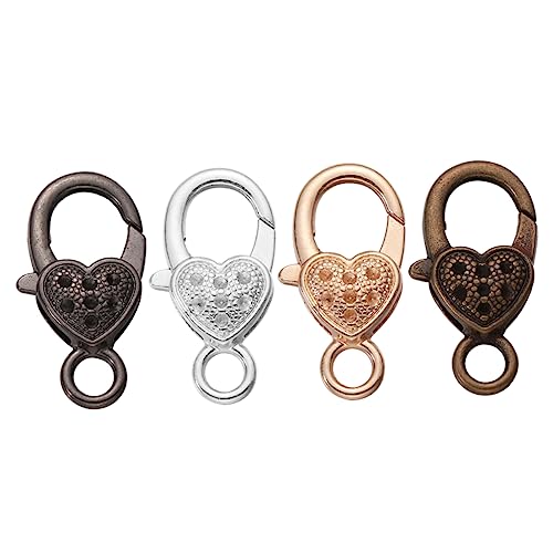 40 Stück 4 Stile Legierung Herz Karabinerverschluss Antik-Stil Schlüsselanhänger Verschlüsse für Schmuckherstellung Halskette Armband von Chencunquangod