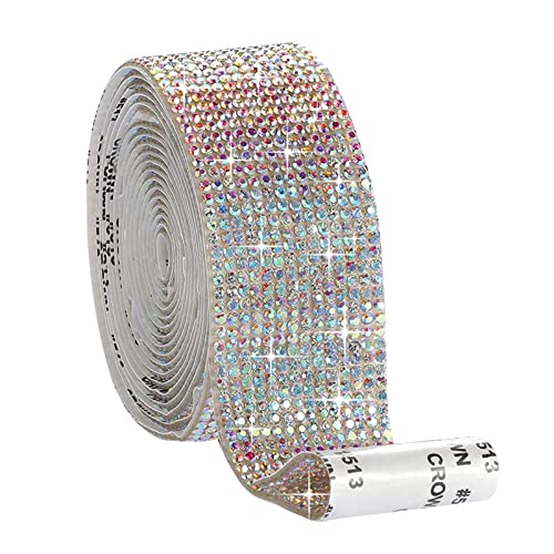 Glitzernde Harz-Strassbänder, selbstklebender Gürtel, funkelnde Diamant-Aufkleber, Kristallrolle für Bastelarbeiten, Dekorieren (bunt, 2,7 m), 2 Stück von Chencunquangod