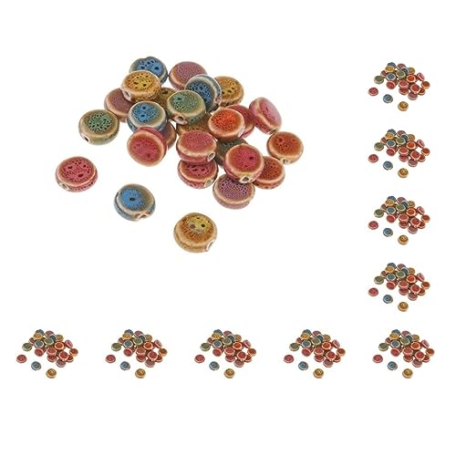 Handgefertigte Porzellanperlen, rund, flach, Abstandshalter, Porzellan-Keramikperlen, für DIY-Schmuckherstellung, 14 mm, 10 Stück Handgefertigte Porzellanperlen, rund, flach, Abstandshalter, Porzellan-Keramikperlen, für DIY-Schmuckherstellung, 14 mm, 10 Stück von Chencunquangod