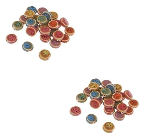 Handgefertigte Porzellanperlen, rund, flach, Abstandshalter, Porzellan-Keramikperlen, für DIY-Schmuckherstellung, 14 mm, 2 Stück Handgefertigte Porzellanperlen, rund, flach, Abstandshalter, Porzellan-Keramikperlen, für DIY-Schmuckherstellung, 14 mm, 2 Stück von Chencunquangod