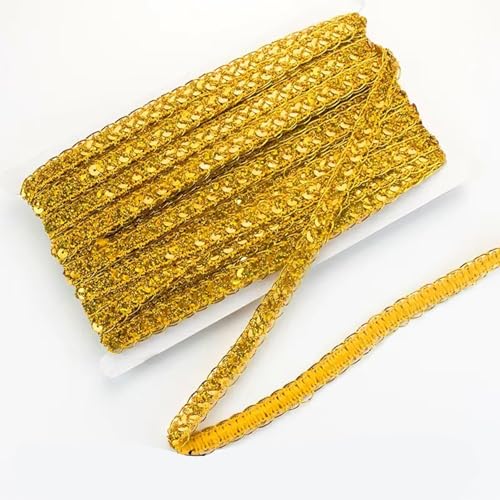 Paillettenband, 12 m, Glitzer-Pailletten-Bordüre, Stoff, Paillettenband zum Nähen und Dekorieren (Gold) von Chencunquangod
