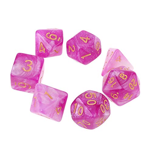 Set mit 7 dichromatischen, polyedrischen Würfeln D4, D6, D8, D10, D12, D20, polyedrische Würfel für Büro-Brettspiel (Farbe D) von Chencunquangod