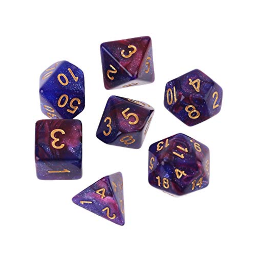 Set mit 7 dichromatischen polyedrischen Würfeln D4 D6 D8 D10 D12 D20 polyedrische Würfel für Bürobrettspiel (Farbe A) von Chencunquangod
