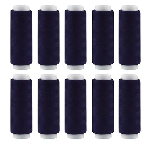 10-teiliges farbiges Polyester-Nähgarn, langlebiges Nähgarn-Set, für Stickerei/alle Nähzwecke, Hand und Maschine (Marineblau) von ChengChengJin