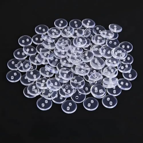 150 Stück 2-Loch-Knöpfe aus Kunstharz, rund, Fischaugen-Knöpfe, Bekleidungszubehör, zum Nähen und Basteln, Dekoration (10 mm, transparent) von ChengChengJin