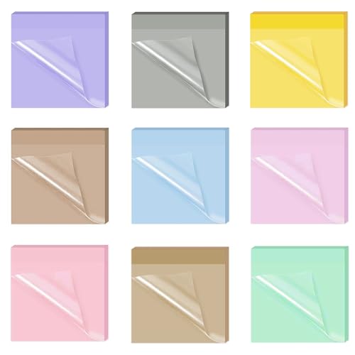 9-teiliges wasserfestes, buntes transparentes Haftnotizen-Set für Bücher, Ordner, Index, Schule und Büro von ChengChengJin