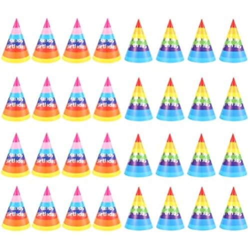 ChengChengJin Partyhüte, bunt, bronziertes Papier, Hüte, Geburtstag, Party, Kegelhut, für Geburtstag, Dekoration und Feiern, 32 Stück ChengChengJin Partyhüte, bunt, bronziertes Papier, Hüte, Geburtstag, Party, Kegelhut, für Geburtstag, Dekoration und Feiern, 32 Stück von ChengChengJin