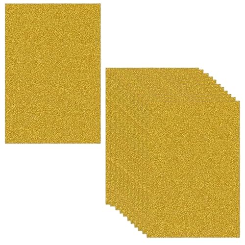 Glitzerkarton, selbstklebend, für Bastelarbeiten, Basteln, Dekoration, Geschenkverpackungen, Scrapbook, Gelb, 10 Stück von ChengChengJin