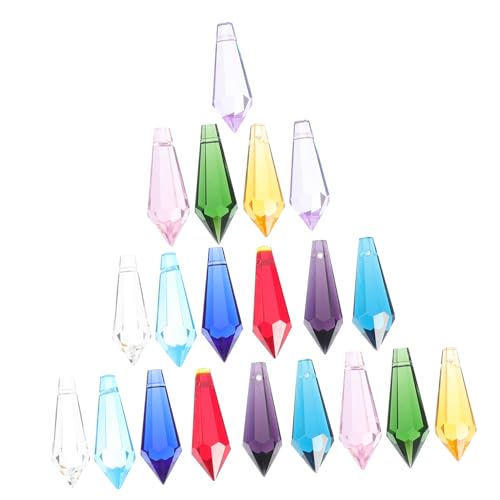 Kristallglas-Anhänger, gemischte Farben, Glasperlen, Kristallprisma, für Kronleuchter, Dekorationen, DIY, hängende Ornamente, Zubehör, 20 Stück Kristallglas-Anhänger, gemischte Farben, Glasperlen, Kristallprisma, für Kronleuchter, Dekorationen, DIY, hängende Ornamente, Zubehör, 20 Stück von ChengChengJin