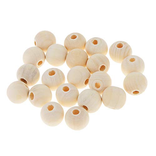 Natürliche runde Holzperlen, 16 mm, unlackierte Holzperlen mit Löchern, lose Abstandshalter, Perlen für Bastelarbeiten, Dekoration, DIY, Schmuckherstellung, 20 Stück von ChengChengJin