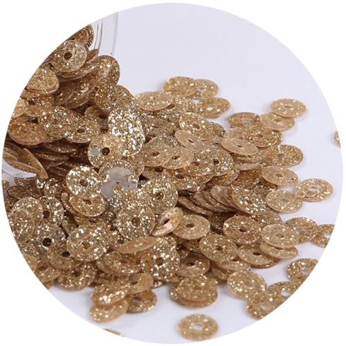Runde Glitzer-Pailletten, bunte Pailletten, zum Basteln, Nähen, Kleidung, Sticken, Ohrringe, Basteln, 4 mm, Hellgold, 1 Packung von ChengChengJin