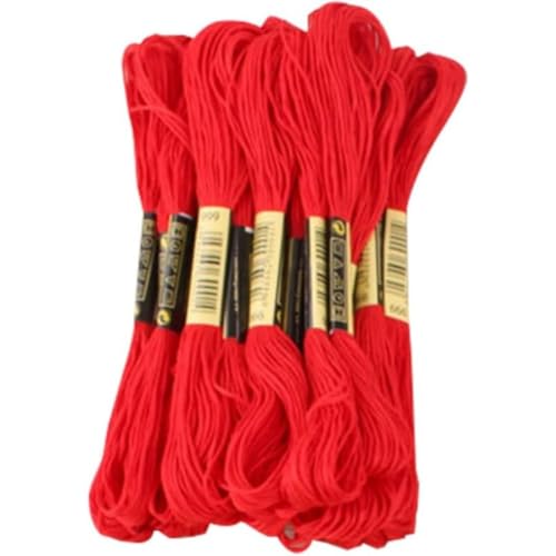 Stickgarne, 6 Stränge, Regenbogen-Kreuzstich, Freundschaftsarmband zum Nähen, Knoten und Basteln, Rot, 24 Stück von ChengChengJin