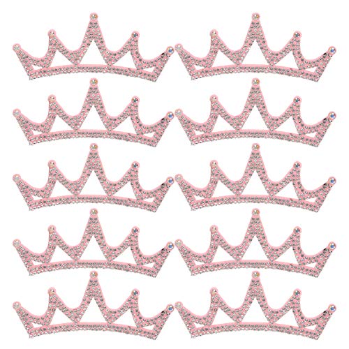 10 Stück Strass-Applikationen, herzförmige Kristalle, für Schuhe, Taschen, Hüte, Kleidung, Schmuck, Haarschmuck, kronenförmige Aufnäher (10 x 3,7 cm große rosa Dreieckskrone) von ChengyuWei
