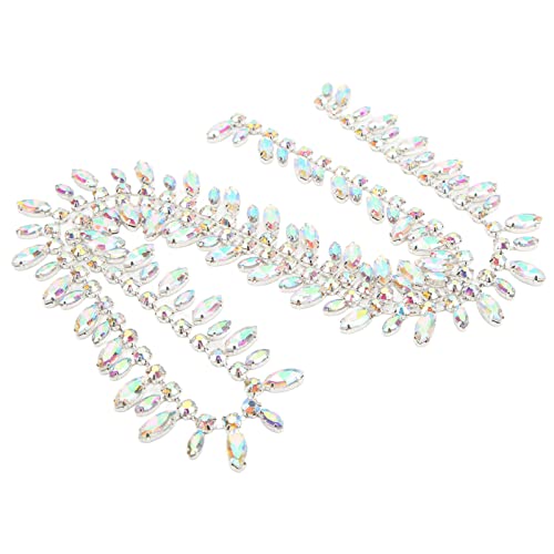 2.3cm Wide Rhinestone Chain, 1 Yard Silver Bottom, Fine Workmanship, Super Glittering DIY Craft Chains for Clothing Decoration and Wedding Events (AB color) von ChengyuWei