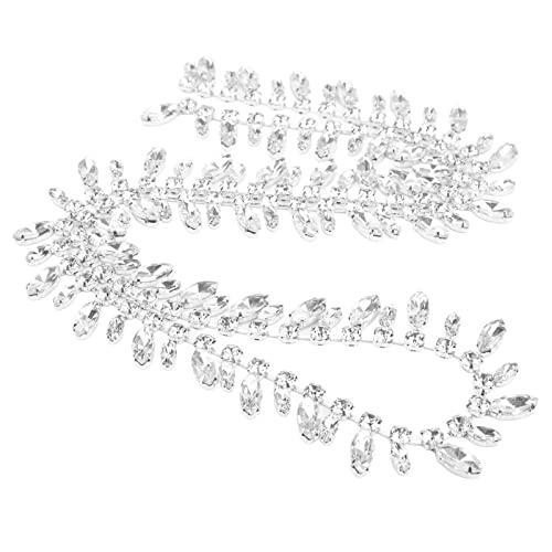 2.3cm Wide Rhinestone Chain, 1 Yard Silver Bottom, Fine Workmanship, Super Glittering DIY Craft Chains for Clothing Decoration and Wedding Events (White) von ChengyuWei