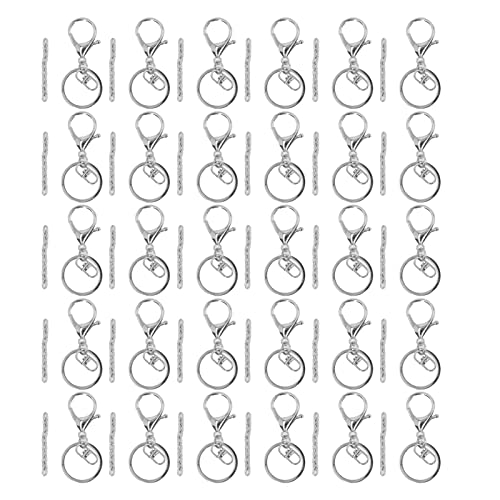 30 Sets Schlüsselanhänger-Haken-Clip, Schlüsselanhänger-Ringe, Metall-Haltbarkeit, drehbarer Schlüsselanhänger-Clip-Haken, Schlüsselanhänger-Hardware (Silber) von ChengyuWei