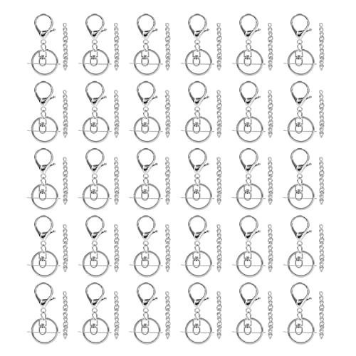 30-teiliges Schlüsselanhänger-Set, Schlüsselanhänger-Ringe, Schlüsselanhänger-Set, Ketten, robustes, langlebiges Metall, weit verbreitete Schlüsselanhänger-Ringe (Silber) von ChengyuWei