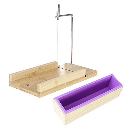 Multifunktions -DIY -Seifen Schneidemaschinenform, handgefertigte Silikonform mit Schneidebrett, DIY -Werkzeug für hausgemachte Seifen, Kerzen, Kuchen (Set 2 (bamboo and wood flat plate + 900 toast) von ChengyuWei