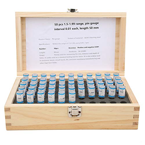Pin Set, 50pcs 1.5 1.99mm, GCR15 Bearing Steel, High accurate Measuring Tool for Hole Size, Distance and Depth von ChengyuWei