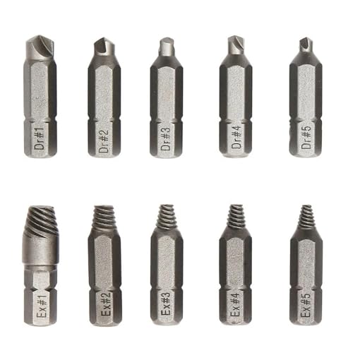 10-teiliges Bohrer-Set For Ausdrehen Beschädigter Schrauben, Ausdreher-Entferner-Werkzeug, 4 Mm, 6,35 Mm(6.35mm) von Chenhj
