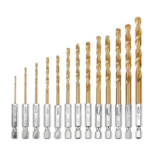 Sechskantgriff, 13-teilig, Titanbeschichteter Spiralbohrer, 1,5–6,5 Mm, Elektrischer Bohrschrauber, Bohrschrauber Sechskantgriff, 13-teilig, Titanbeschichteter Spiralbohrer, 1,5–6,5 Mm, Elektrischer Bohrschrauber, Bohrschrauber von Chenhj