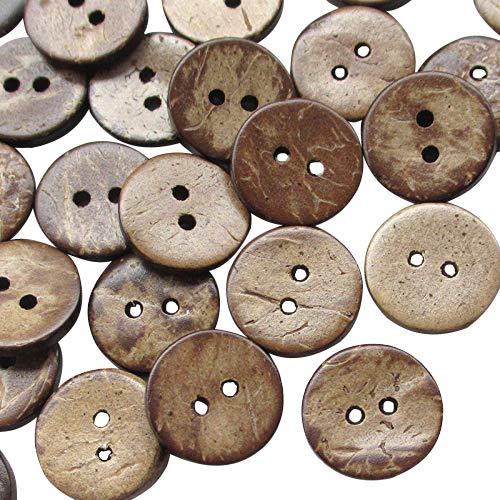 Chenkou Craft 100 Knöpfe aus Kokosnuss, 2 Löcher, 15 mm, Braun von Chenkou Craft