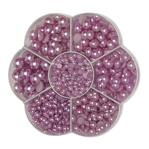 Chenkou Craft 1900 Stück violette Perlen in 7 Größen, Halbperlen, flache Rückseite, für Sammelalben, Basteln, lose Perlen + Kunststoffbox Chenkou Craft 1900 Stück violette Perlen in 7 Größen, Halbperlen, flache Rückseite, für Sammelalben, Basteln, lose Perlen + Kunststoffbox von Chenkou Craft