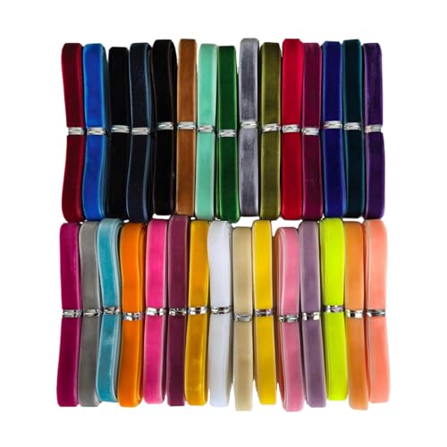 Chenkou Craft 30 Meter 1/4 Zoll Samtband, insgesamt 30 Farben, sortiert, Bulk (mehrfarbig, 6 mm) von Chenkou Craft