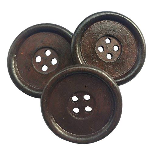 Chenkou Craft 30 runde Holzknöpfe, 40 mm, 4 Löcher, Kaffeefarben von Chenkou Craft
